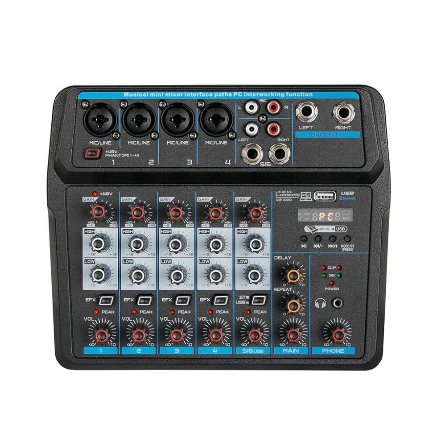 Amazon.com: 6 Channel Professional Audio Mixer Sound Board